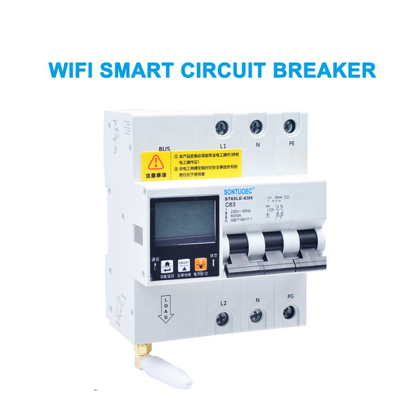 WiFi 4G Tuya ST65LE-63H-Serio Multi Funkcia RCBO-Inteligenta Cirkvito